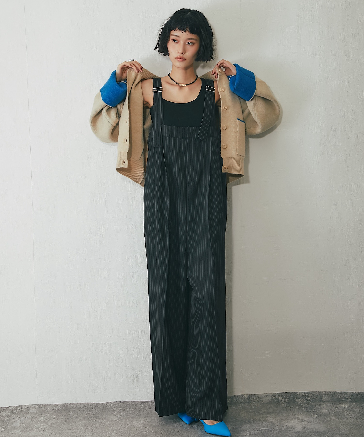 ピンストライプベアサロペット【品番: as32185】