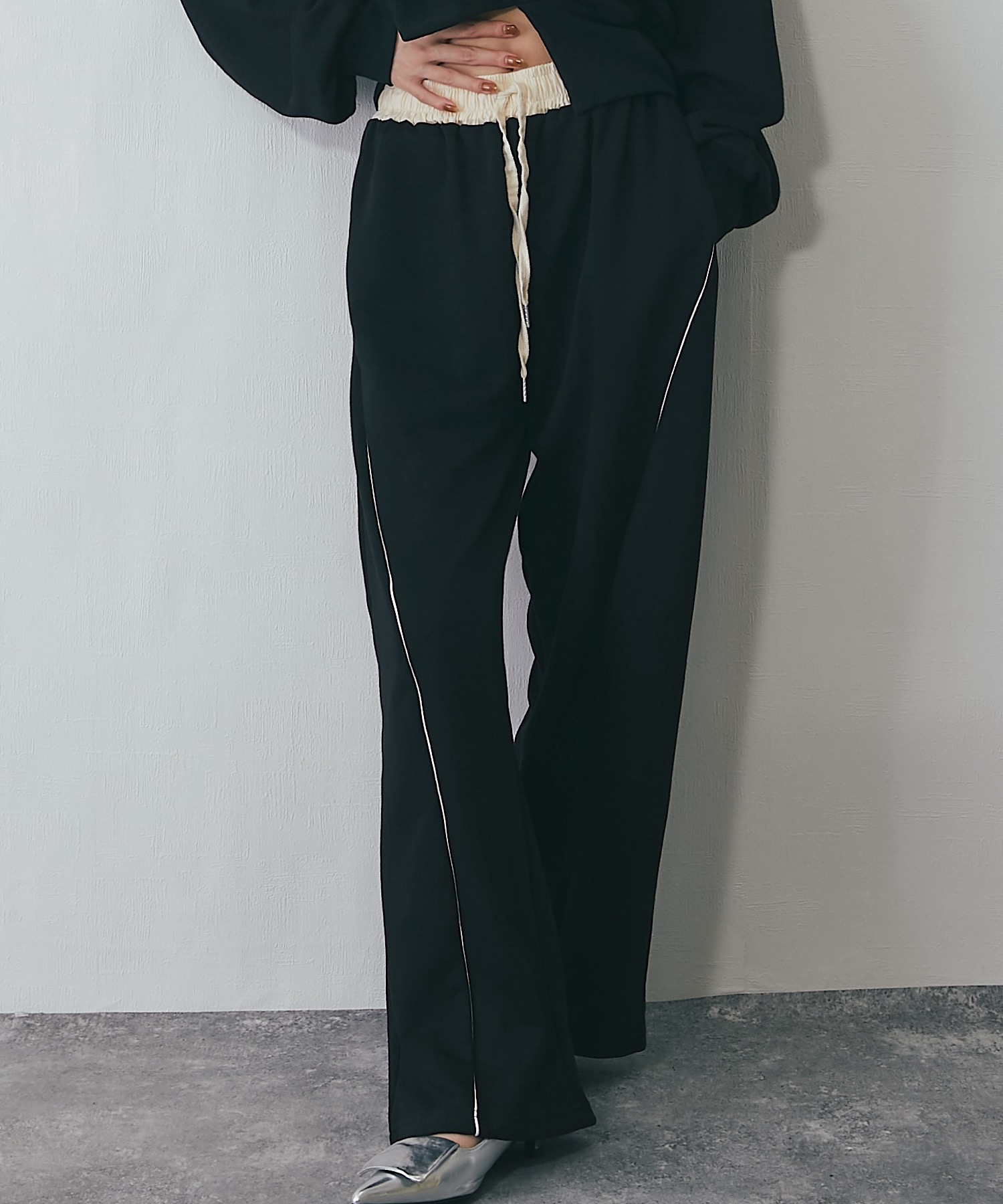 セットアップ可裏毛カーブラインワイドパンツ【品番：asR2250】