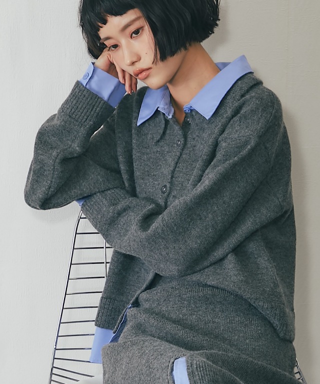 シャツドッキングニットトップス【品番：asA1306】