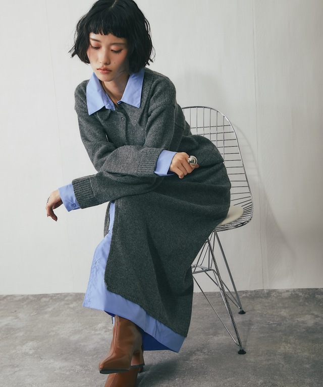 CARVEN / シャツドッキングニットトップス シャツドッキングニットトップス【品番：asA1306】