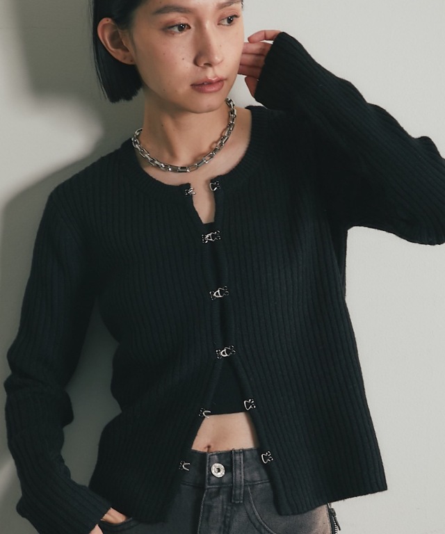 カーディガン フロントホックニットカーディガン レディース NEUNA カーディガン フロントホックトップス レディース