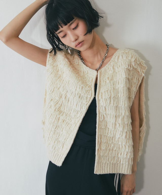 ループ編みフリンジベスト【品番: as14500】