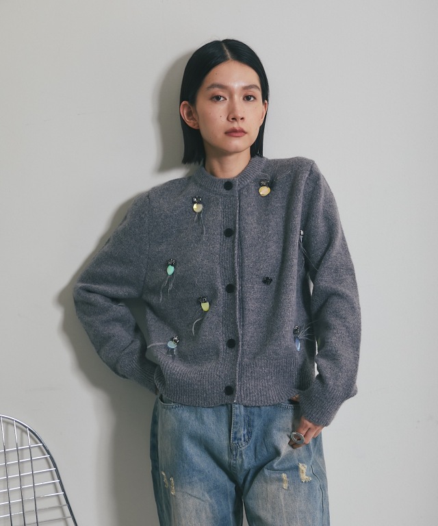 新品タグ付きDOUBLE STANDARD CLOTHING ビジュー付きニット ラウンドネックビジュー付きニット 【品番:as2-5348】