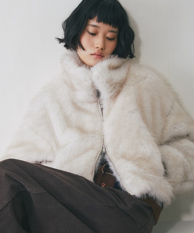 ミックスファーショート丈ジャケット【品番：as247082】