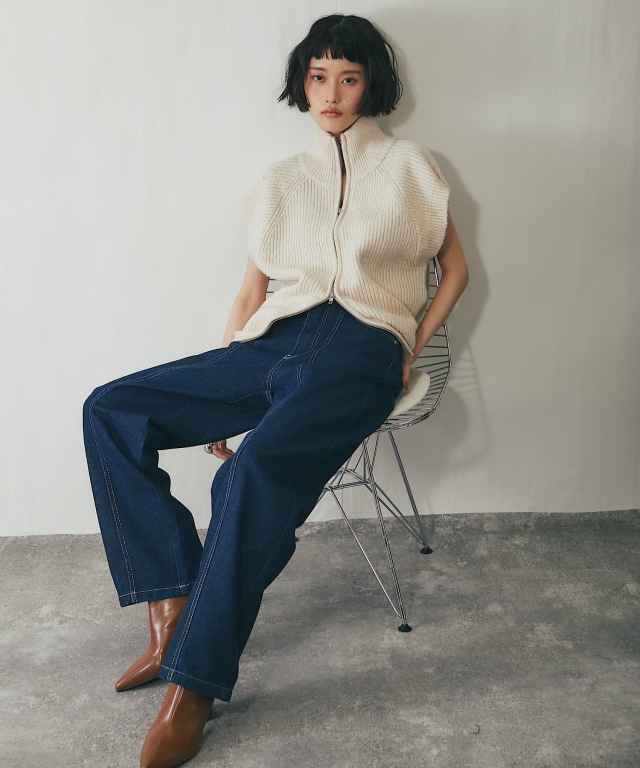 ダブルジッパーニットベスト【品番：as25009】