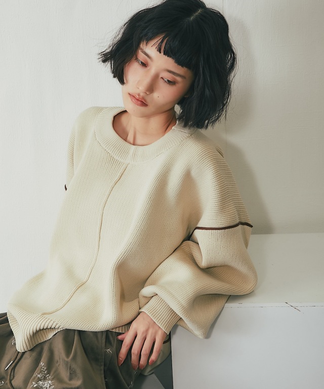 ダンボールニットコクーンラインプルオーバー【品番：as25056】