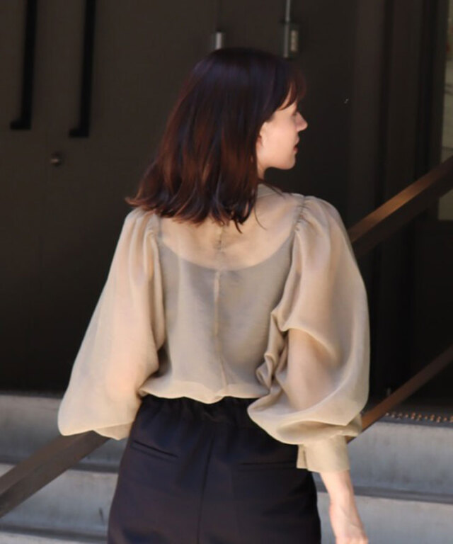今期＊袖オーガンジーブラウス 楽天市場】オーガンジー ブラウス 袖の通販