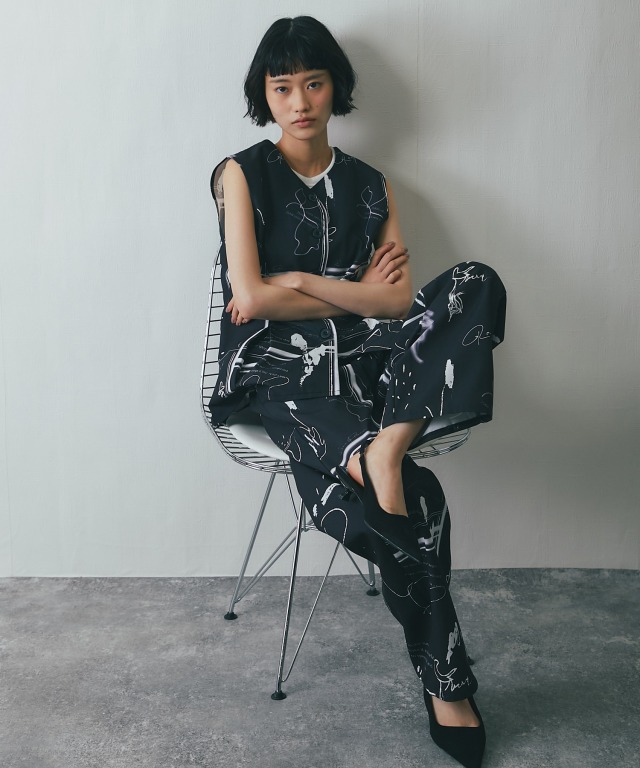 セットアップ対応】花柄プリント柄アブストラクト柄パンツ【品番