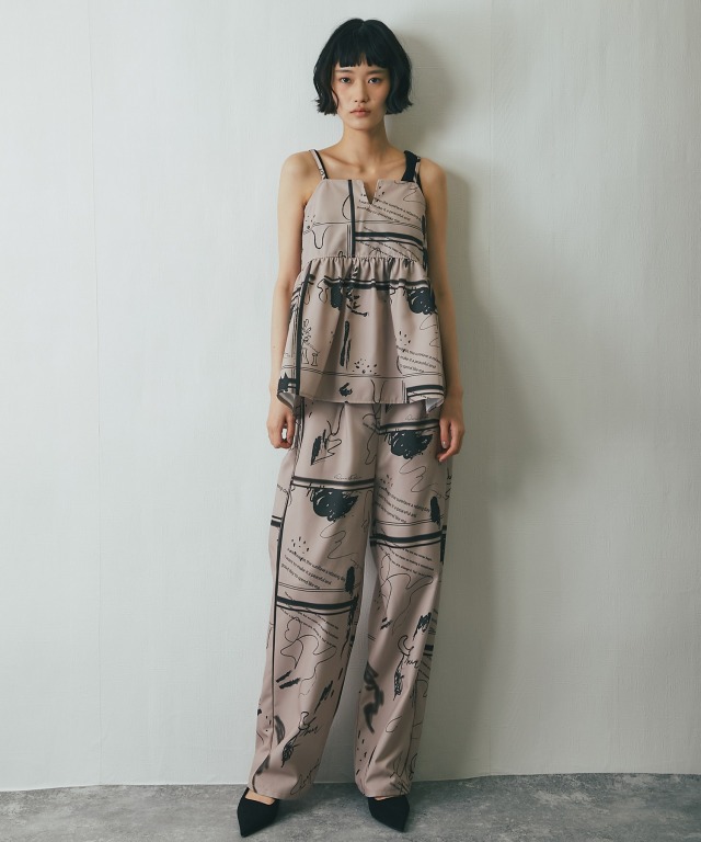 セットアップ対応】花柄プリント柄アブストラクト柄パンツ【品番