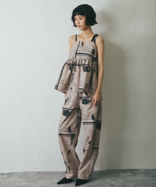 アブストラクト柄リラックスフィットパンツ ZARA アブストラクト柄リラックスフィットパンツ jp32 バギー