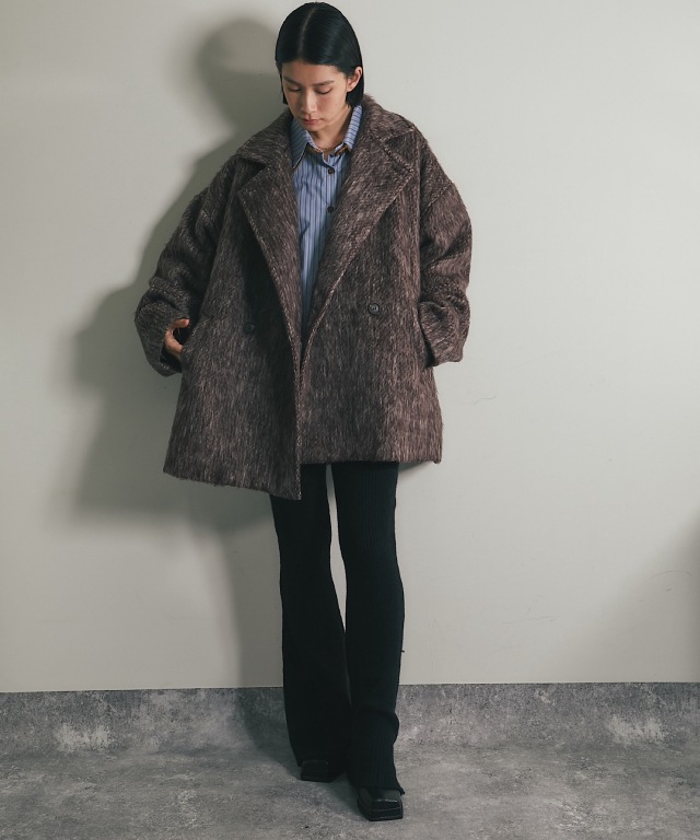 【期間限定】crewre マイルドシャギーウールPコート ペールカーキ 今季のトレンド】シャギーコート | LARUTA(ラルータ)レディース | PAL