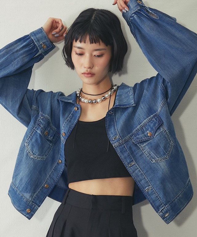 配色ステッチシアーデニム【品番：as60029】
