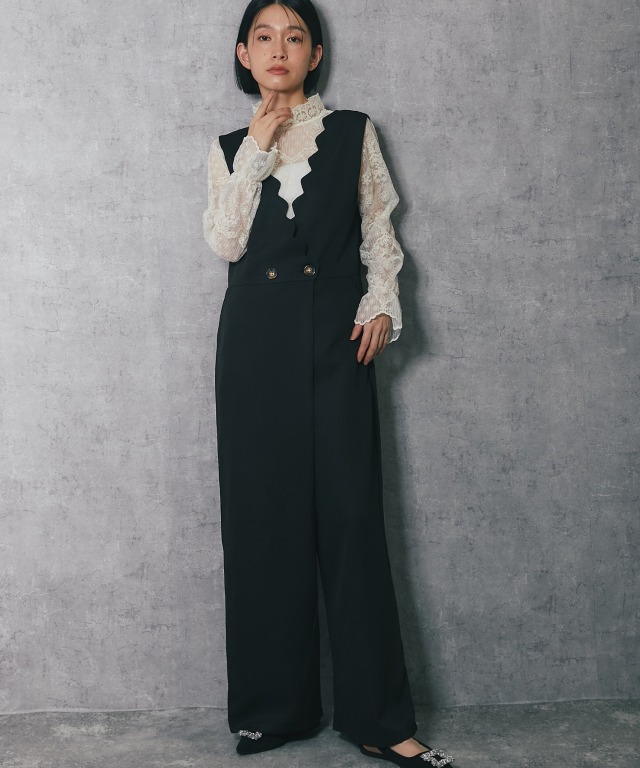 ella select shop スカラップサロペット