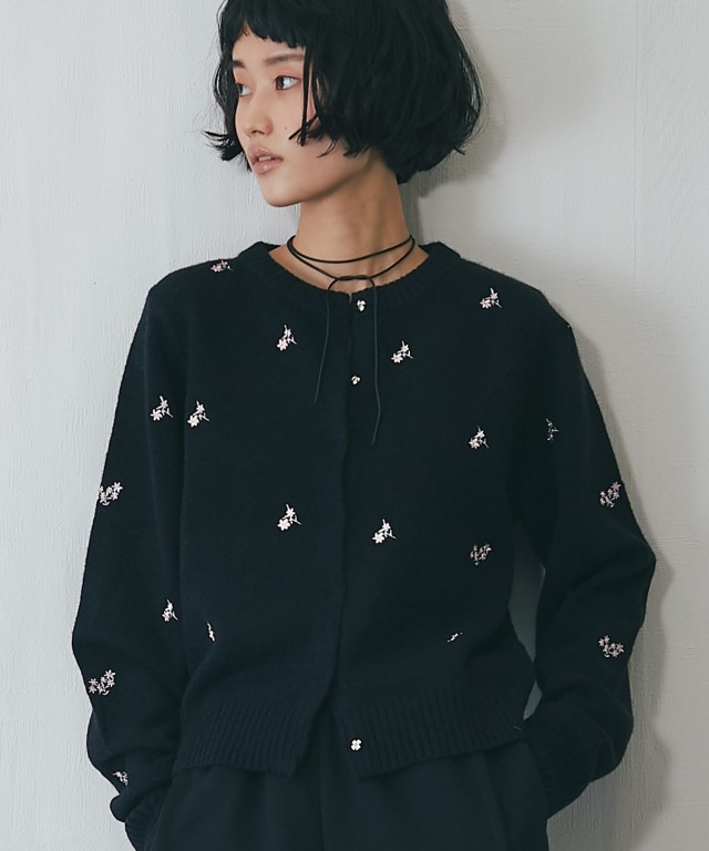 花柄刺繍カーディガン【品番：asA1022】