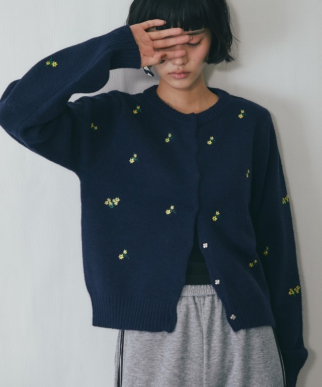 花柄刺繍カーディガン【品番：asA1022】