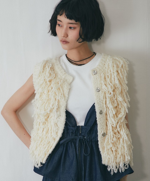 フリンジニットベスト【品番: asA1357】