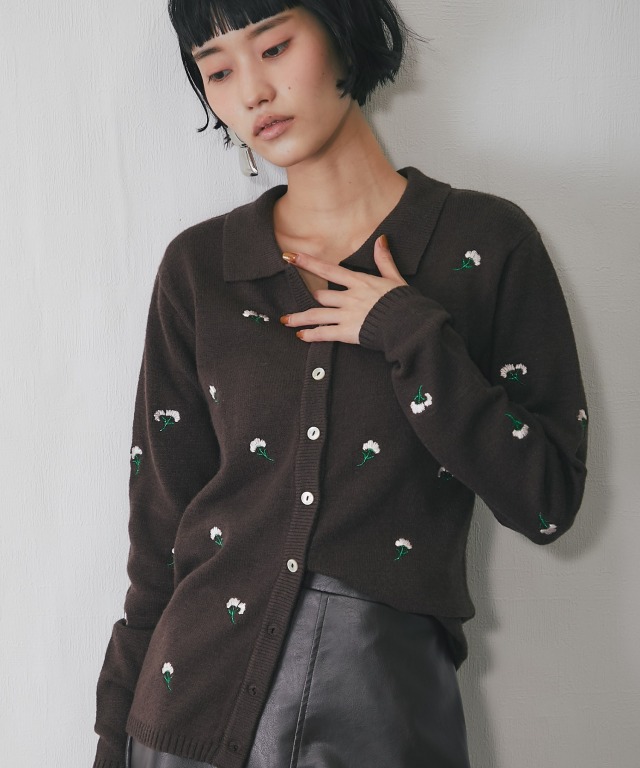 【未使用に近い★希少アンゴラ混】ハリウッドランチマーケットH刺繍カーディガン 黒 カーディガン｜トップス｜ハリウッドランチマーケット公式通販