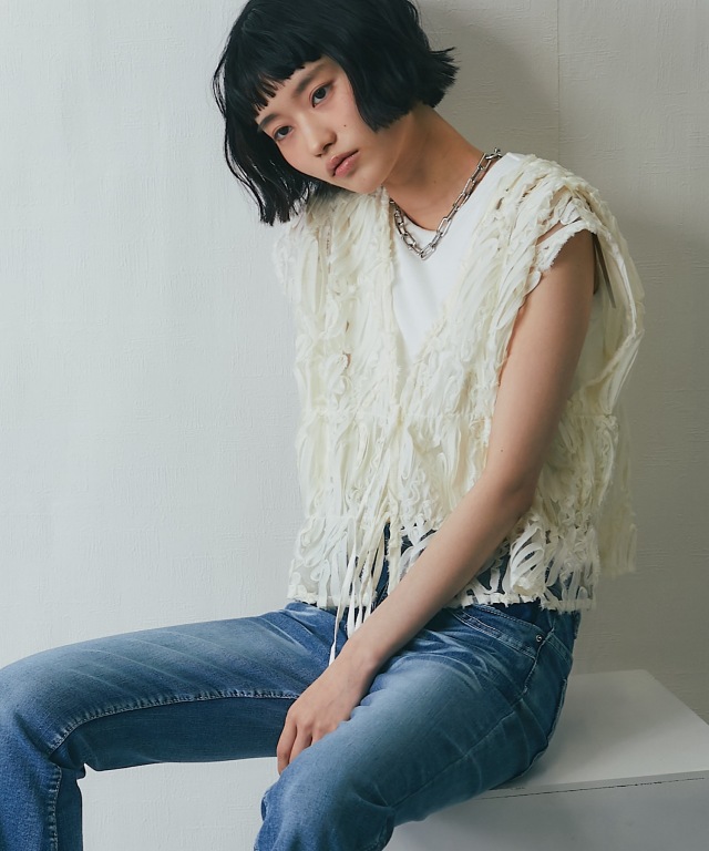 刺繍レースシアーベスト【asF3268】