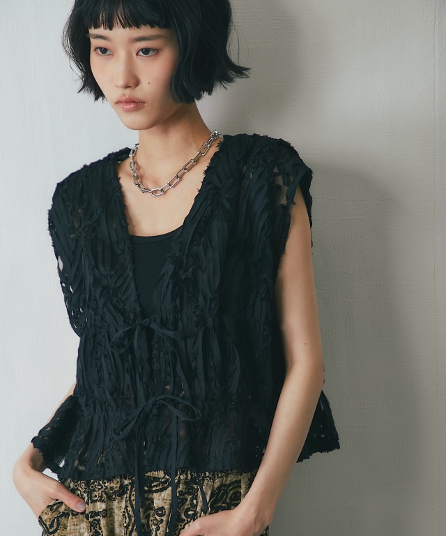 刺繍レースシアーベスト【asF3268】