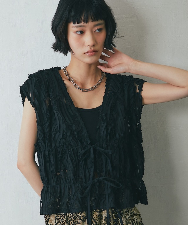 刺繍レースシアーベスト【asF3268】