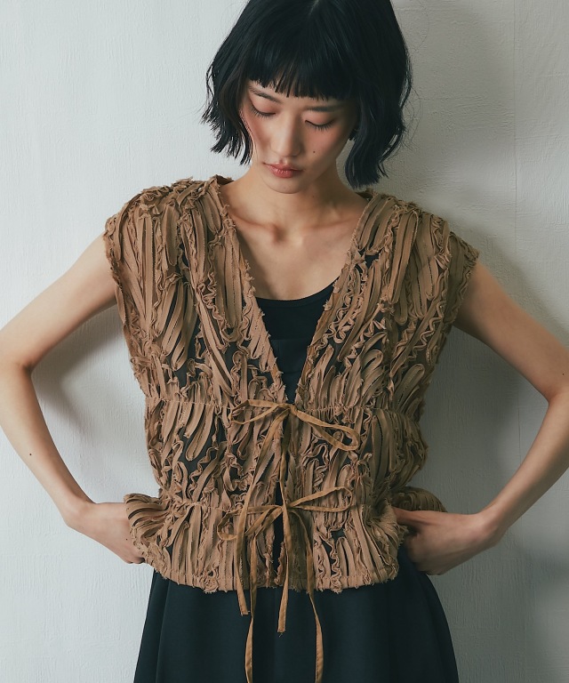 刺繍レースシアーベスト【asF3268】