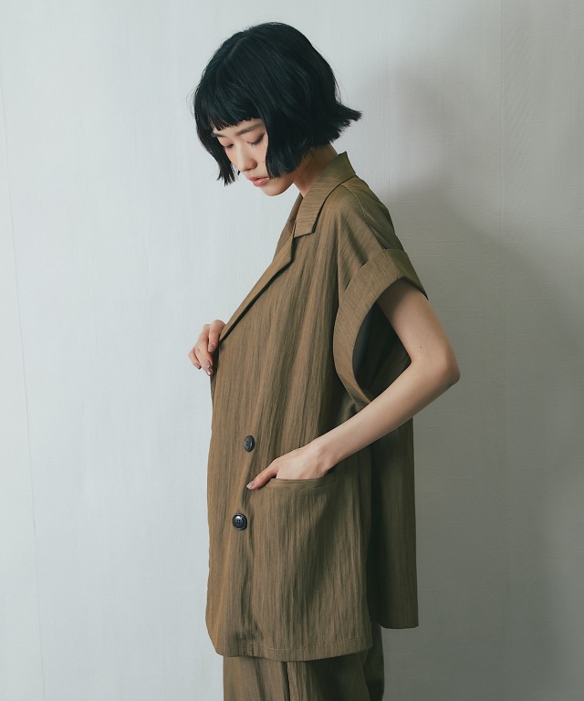 未使用⭐︎GALERIE VIE リネン ハーフスリーブジャケット セットアップ対応】リネンライクハーフスリーブジャケット【品番