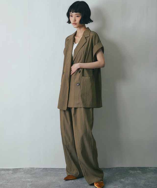 セットアップ対応】リネンライクハーフスリーブジャケット【品番