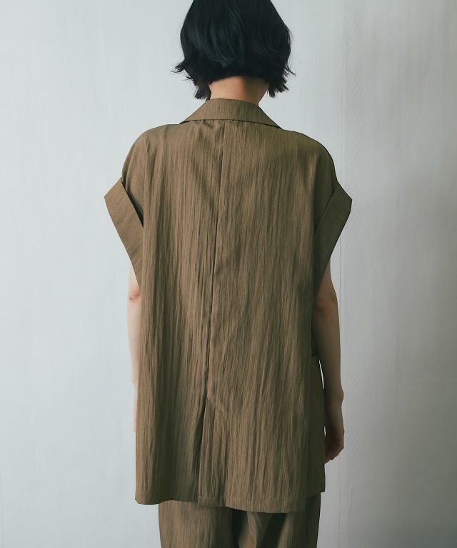 セットアップ対応】リネンライクハーフスリーブジャケット【品番