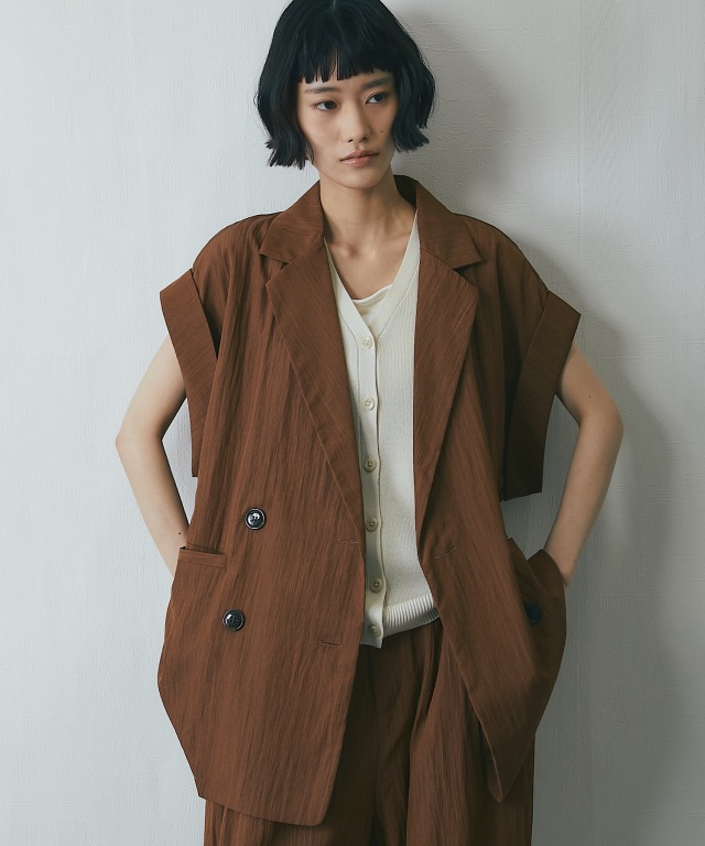 2023年春夏ROPÉリネンライクハーフスリーブジャケット(美品) セットアップ対応】リネンライクハーフスリーブジャケット【品番