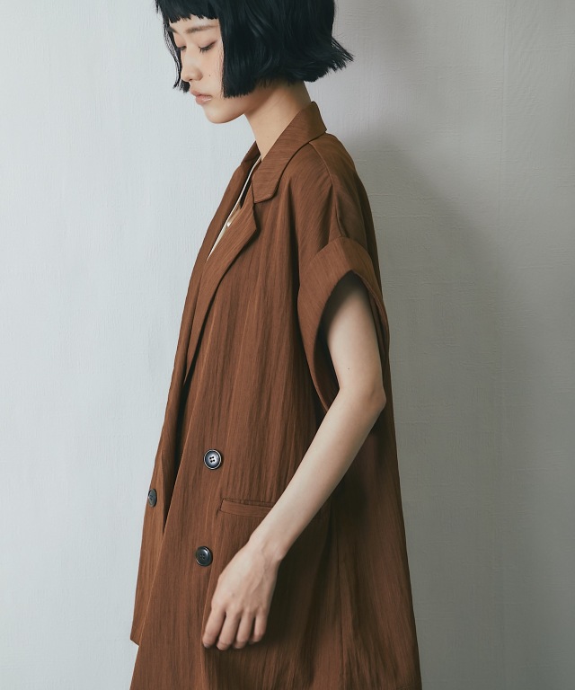 未使用⭐︎GALERIE VIE リネン ハーフスリーブジャケット セットアップ対応】リネンライクハーフスリーブジャケット【品番