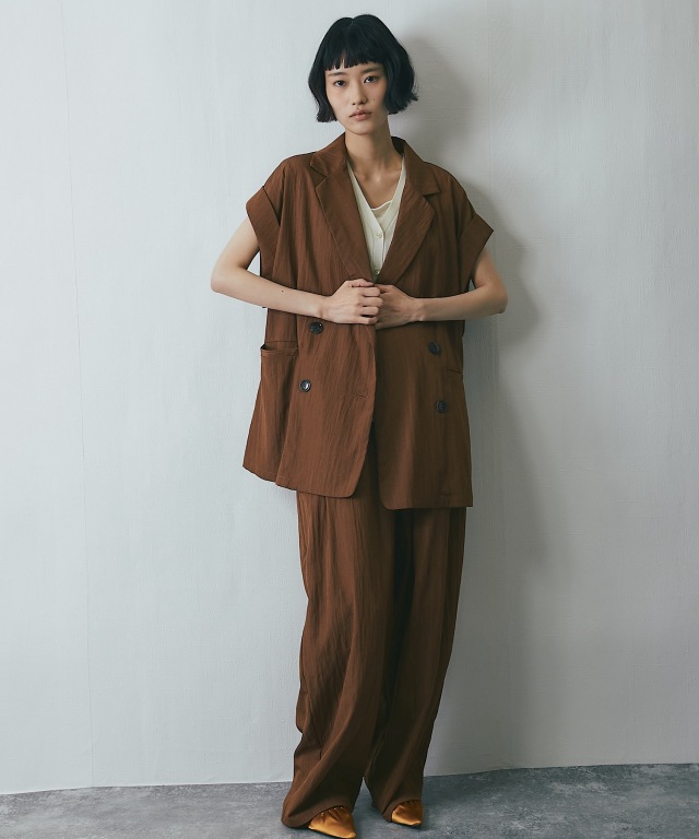 セットアップ対応】リネンライクハーフスリーブジャケット【品番