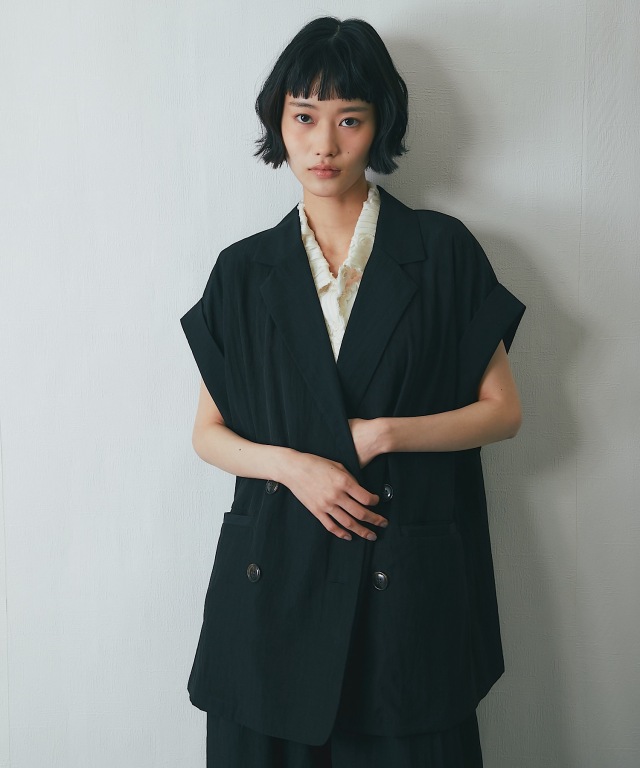 未使用⭐︎GALERIE VIE リネン ハーフスリーブジャケット セットアップ対応】リネンライクハーフスリーブジャケット【品番