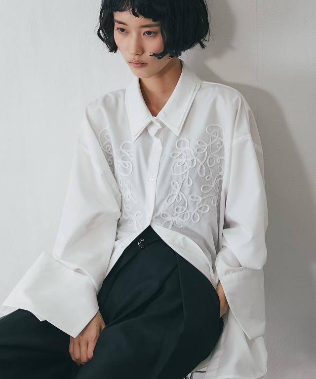 ブロードコード刺繍シャツ【品番：asF3685】