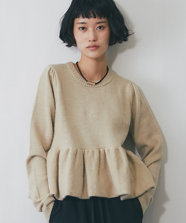 ペプラムバルーンニットプルオーバー【品番:asR1666】