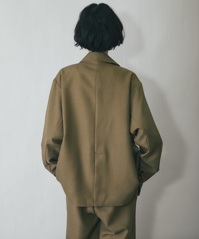 ワイドパンツ＋テーラードジャケット2点ベーシックセットアップスーツ