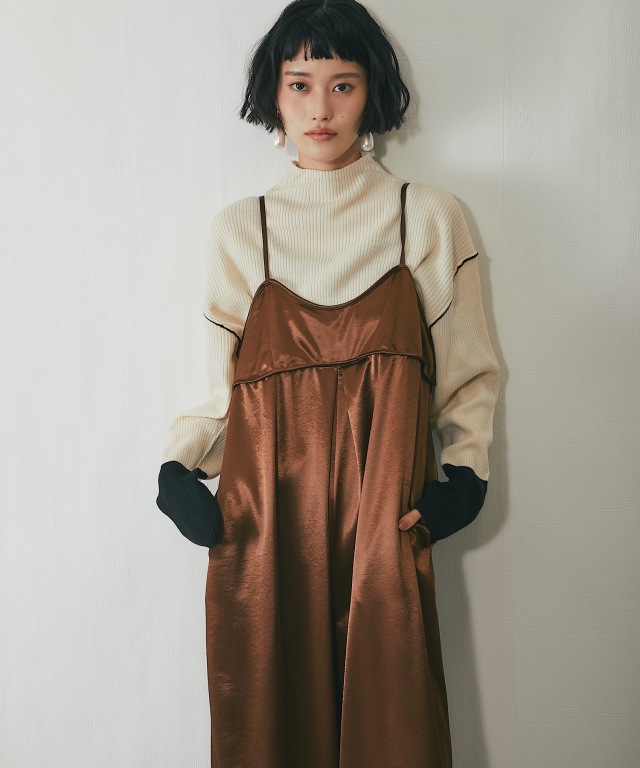 サテンビスチェキャミオールインワン【品番: asR3098】