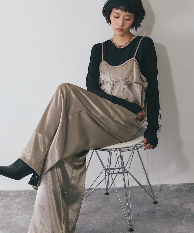 サテンビスチェキャミオールインワン【品番: asR3098】