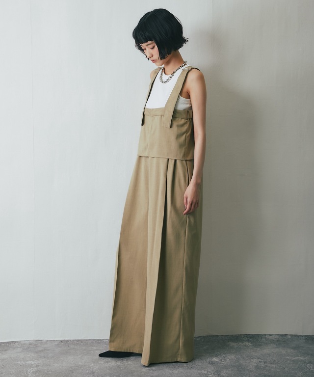 長さ調整可ヘザーエステルケープサロペット【品番: asR3842】