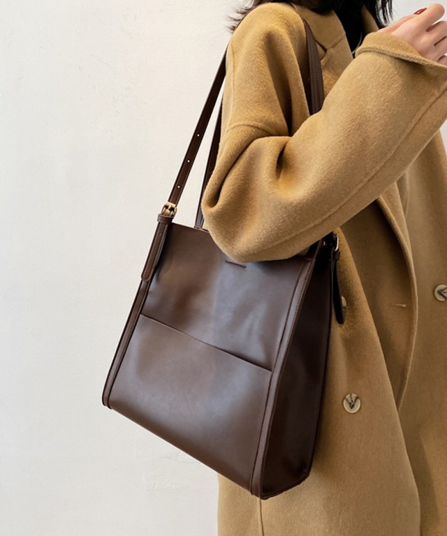 スクエアショルダーバッグ/大容量トートバッグ 【品番:bg022】 SMILE