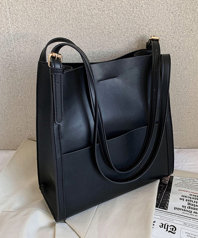 スクエアショルダーバッグ/大容量トートバッグ 【品番:bg022】 SMILE