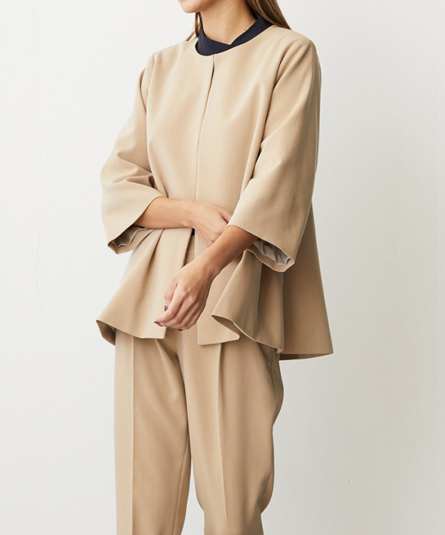 ノーカラージャケット＆テーパードパンツスーツセットアップ 【品番