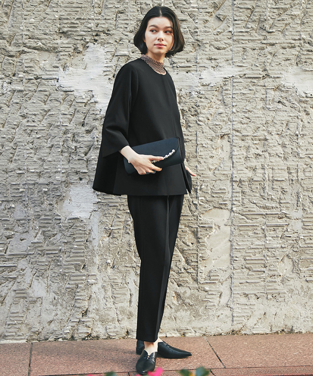 ノーカラージャケット＆テーパードパンツスーツセットアップ 【品番