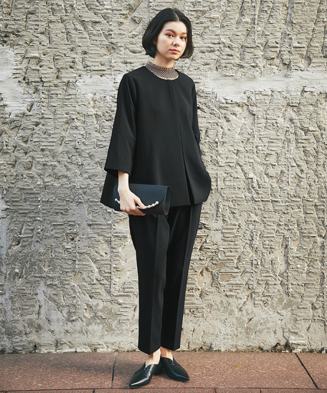 日曜まで　オーバースーツ ノーカラージャケット＆テーパードパンツスーツセットアップ 【品番