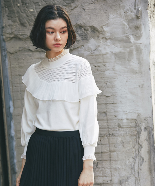 ケープ風フリル付きニット 【品番:so1-138】 SMILE ORCHID