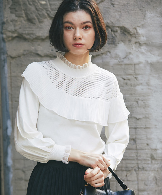 ケープ風フリル付きニット 【品番:so1-138】 SMILE ORCHID