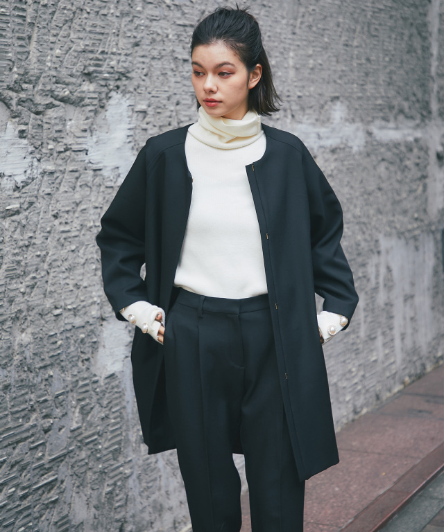 ウォッシャブルタイプ/手洗い可能 ) 2WAY付け襟付きコクーンライン