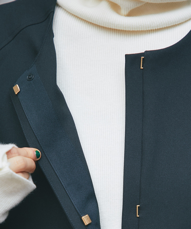 　襟付きジャケット　Sサイズ ウォッシャブルタイプ/手洗い可能 ) 2WAY付け襟付きコクーンライン