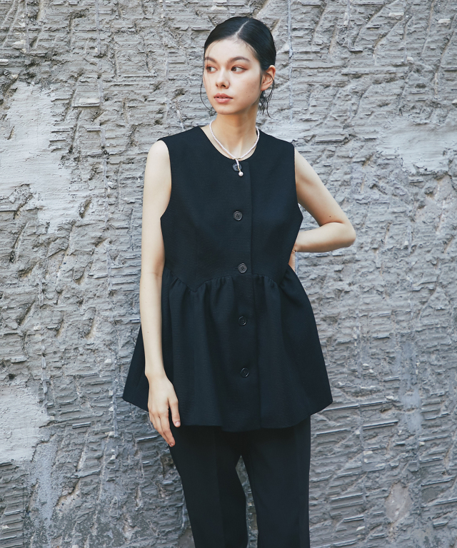 2wayペプラムベスト＆テーパードパンツセットアップ 【品番:so1-204103】