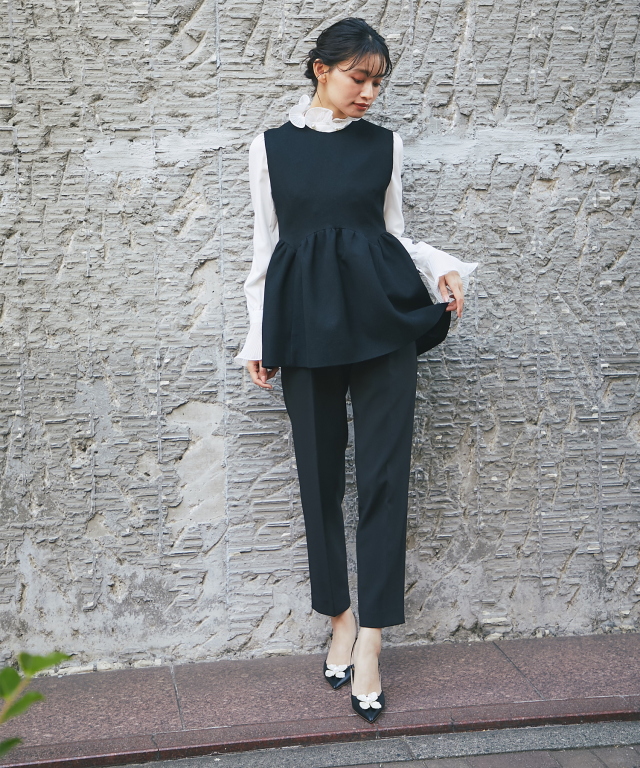 2wayペプラムベスト＆テーパードパンツセットアップ 【品番:so1-204103】