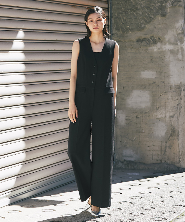 M・U・SPORTS 総柄ショートパンツオールインワンノースリーブつなぎ